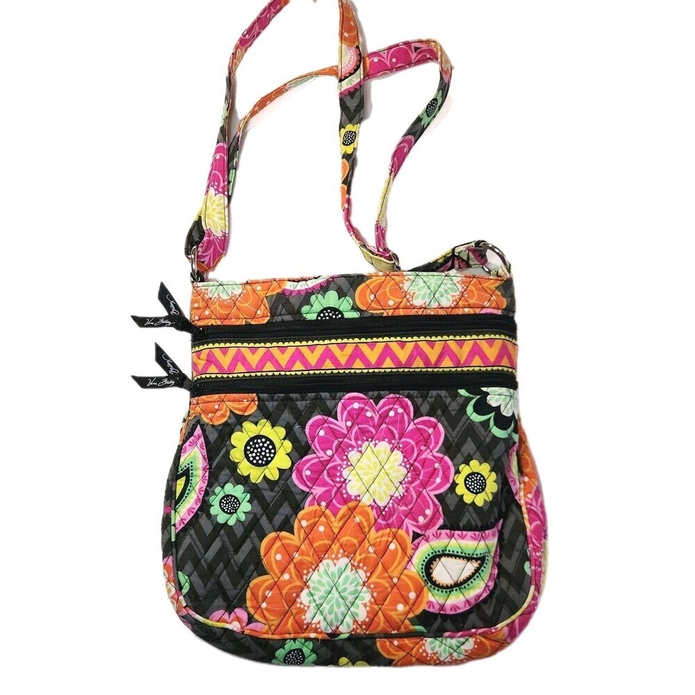 Vera Bradley Crossbody Bag Purse Ziggy Zinnia Floral Quilted Travel Handbang